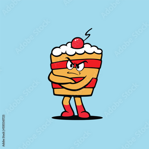Mascot of angry Cake character. 