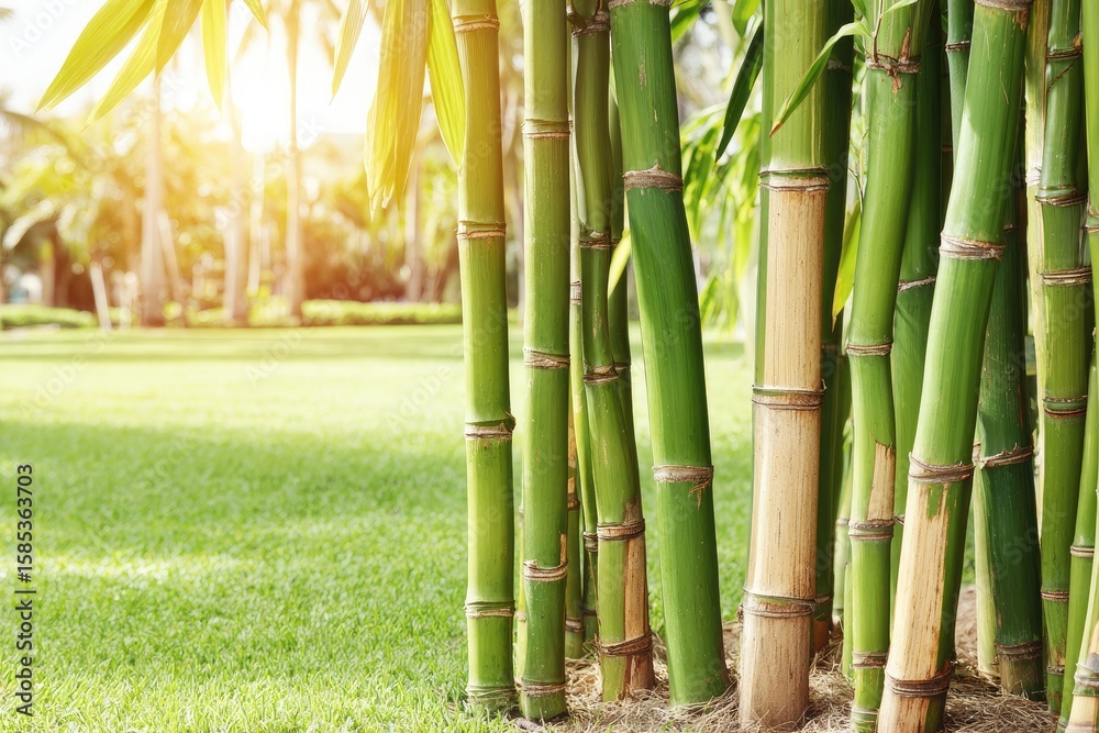 Obraz premium Lush bamboo grove in a sunny park