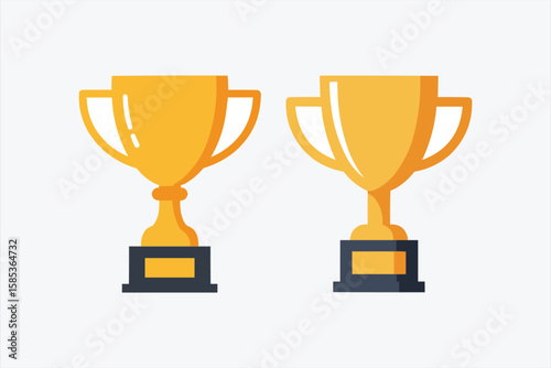 Two Golden Trophies Symbolizing Success and Achievement on a White Background