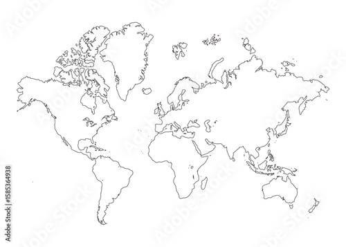 vector map of world isolated on a transparent background	