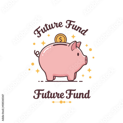 Piggy Bank with Dropping Coin and ‘Future Fund’ Badge Icon