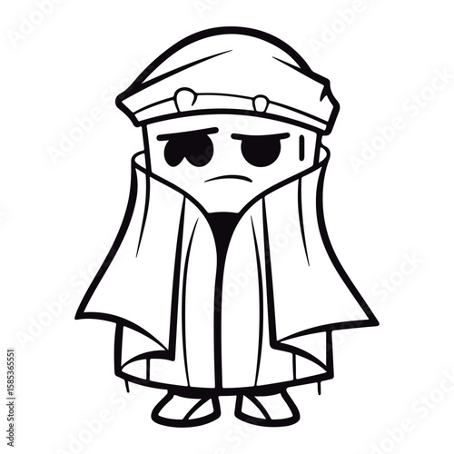 Coloring Page Of cartoon cute baby Dybbuk kawai Coloring Book for kids.