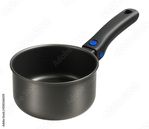Non-stick coated camping saucepan with a detachable handle for easy packing