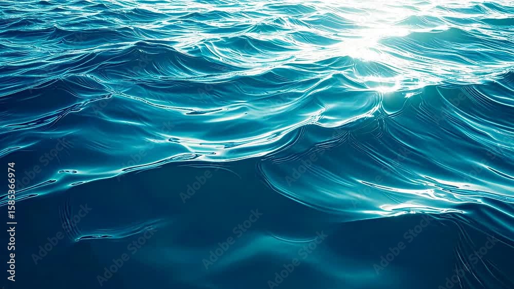 AI-generated ocean waves reflecting sunlight across clear, deep blue water surface
