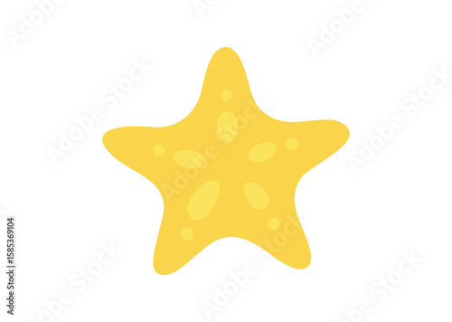 Yellow cartoon star fish sea Vector