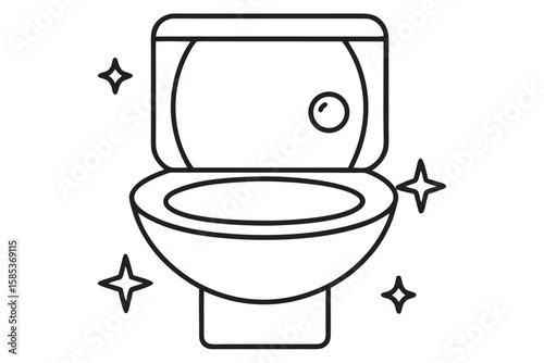 Clean toilet icon with sparkling stars on transparent background bathroom hygiene