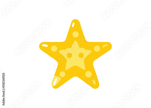 Yellow cartoon star fish sea Vector