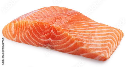 Salmon, fresh salmon fillet slices isolated on white background. File clipping path.