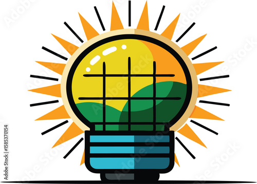 A comprehensive collection of colorful illustrations depicting solar energy panels in settings, emphasizing renewable energy and sustainability