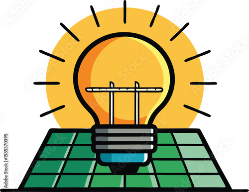 A comprehensive collection of colorful illustrations depicting solar energy panels in settings, emphasizing renewable energy and sustainability