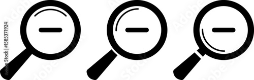 Search Icon.  out scale.  minus zoom tool symbols. Searching success icon.  Magnifying glass for research and find
