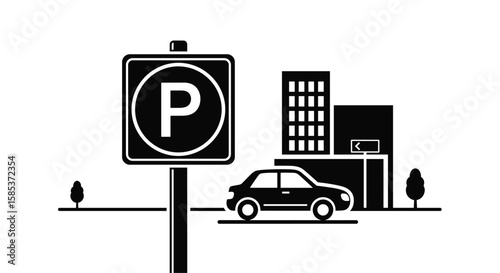 Urban parking facilities and transportation infrastructure in city centers.