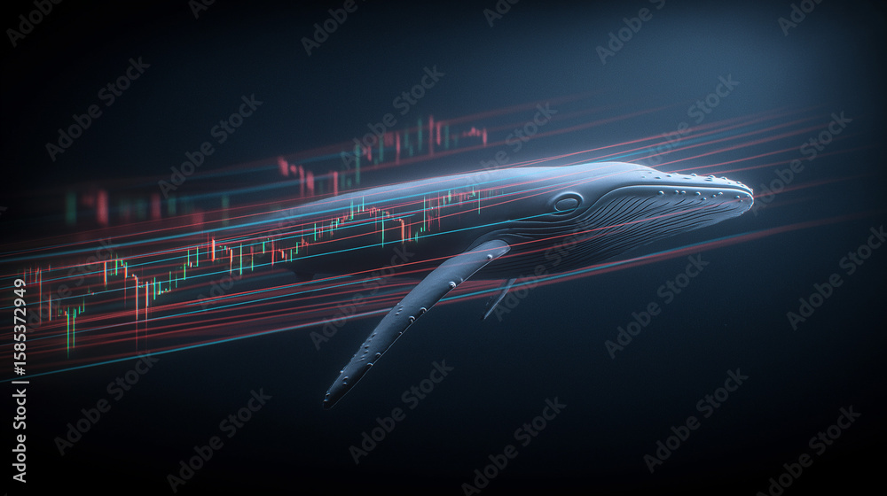 Fototapeta premium AI Masterpiece: Financial Flow Master - Whale and Stock Chart