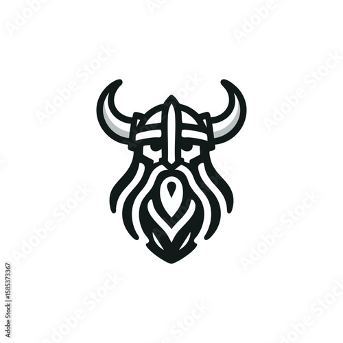 cool viking warrior logo vector illustration