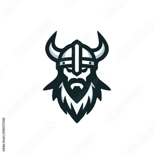 cool viking warrior logo vector illustration