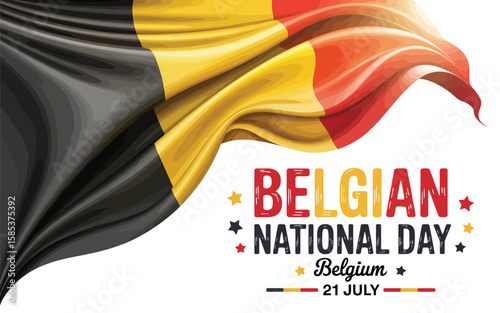Celebrating Belgian National Day with a vibrant flag, the perfect design element for patriotic projects and events regarding Belgium.