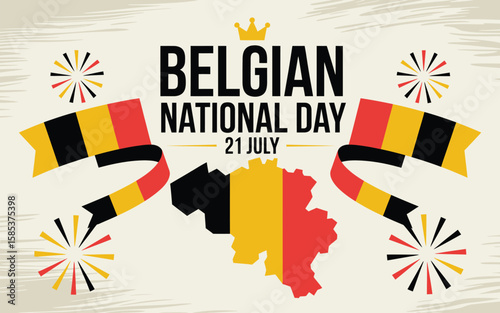 Celebrate Belgian National Day with colorful flags, ribbons, and a map of Belgium showcasing patriotism and festive designs.