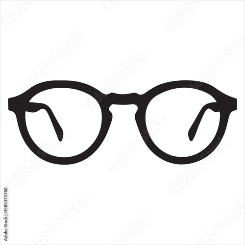 minimal and simple Black spectacles front location vector art silhouette 