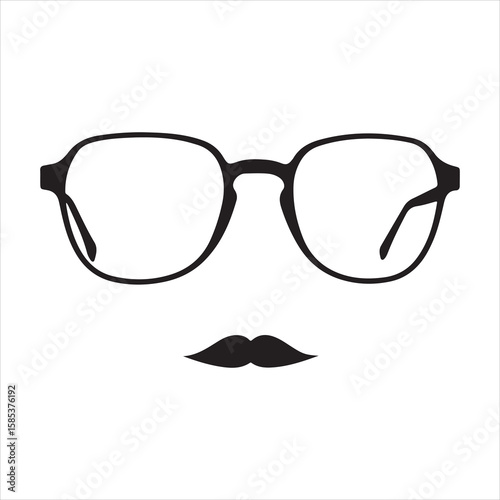 minimal and simple Black spectacles front location vector art silhouette 