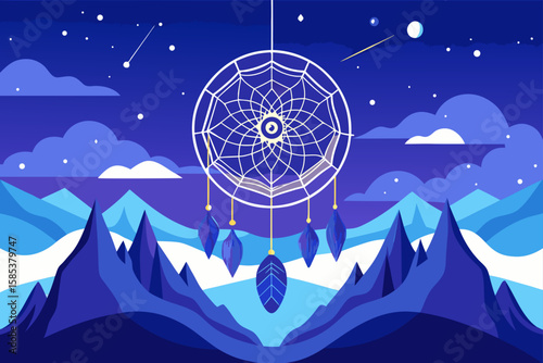 Dreamcatcher Stretched Between Mountain Peaks