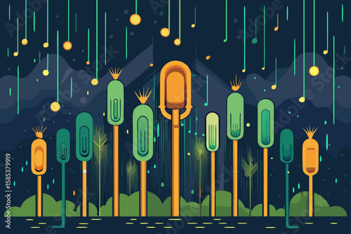 A Forest of Tuning Forks Vibrating in Harmony