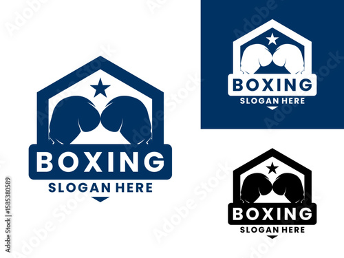 Boxing Vintage logo design vector template. Sport boxer logo design