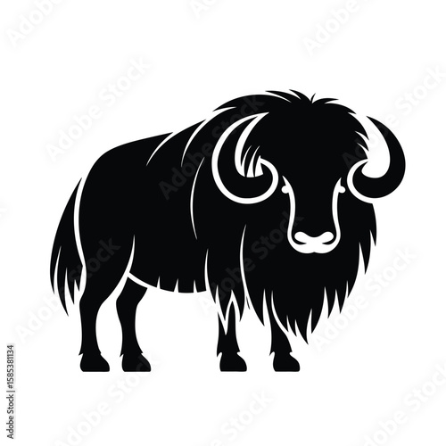 Musk Ox Silhouette Vector Icon – Arctic Wild Mammal Outline