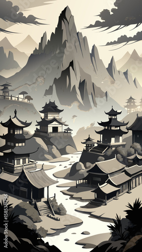 A Serene Village That Looks Like a Living Traditional Painting