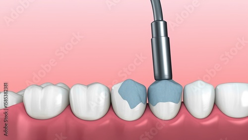 Dental procedure for cavity treatment dentist office 3d animation clinical environment close-up view oral health awareness