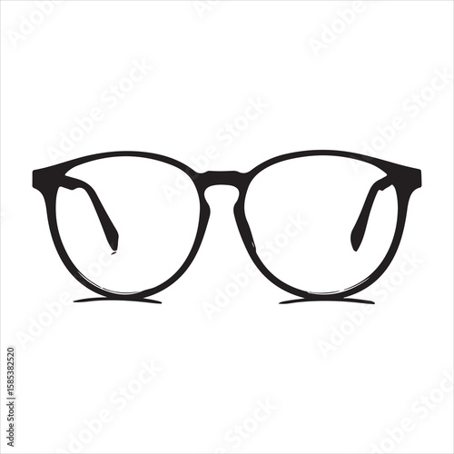 minimal and simple Black spectacles front location vector art silhouette 