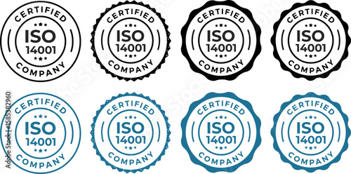 ISO 14001 Certified – Environmental Management System Label and Stamp Vector Design