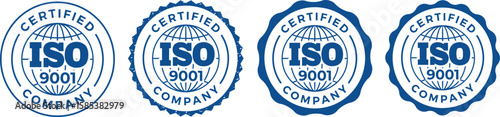 ISO 9001 Stamp Sign – Flat Black QMS Emblem for International Quality Management Guarantee