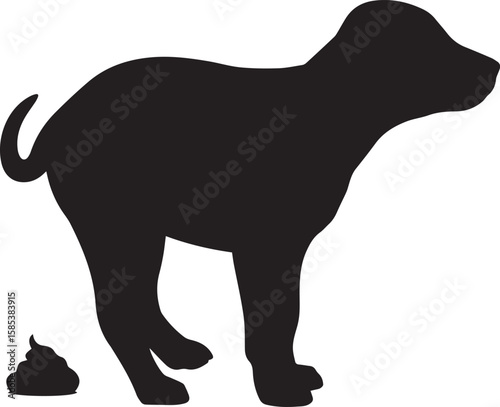 Dog Pooping Silhouette Graphic Illustration