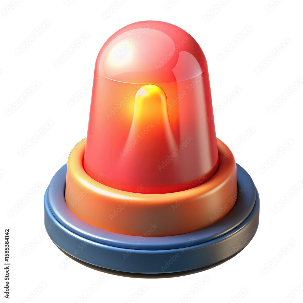 Fototapeta premium Plastic style flashing siren isolated on white background