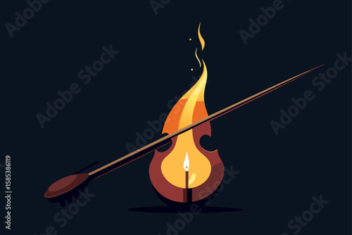Candle Flame Transforming into Soft Violin Strings