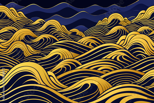 Cascading Golden Waves Layered Like Mountain Ridges