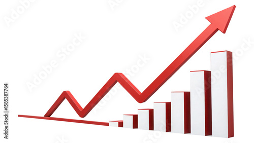 business graph with red arrow