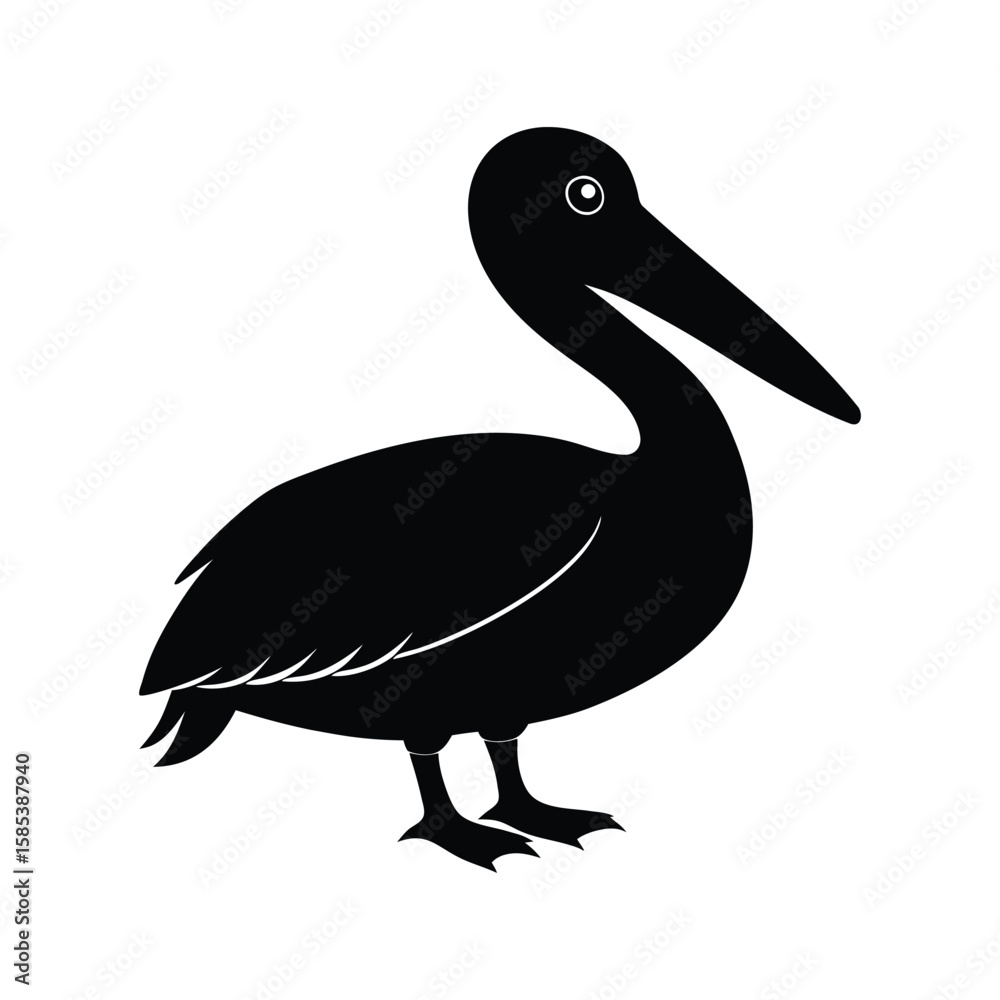 Fototapeta premium A pelican bird silhouette vector illustration.