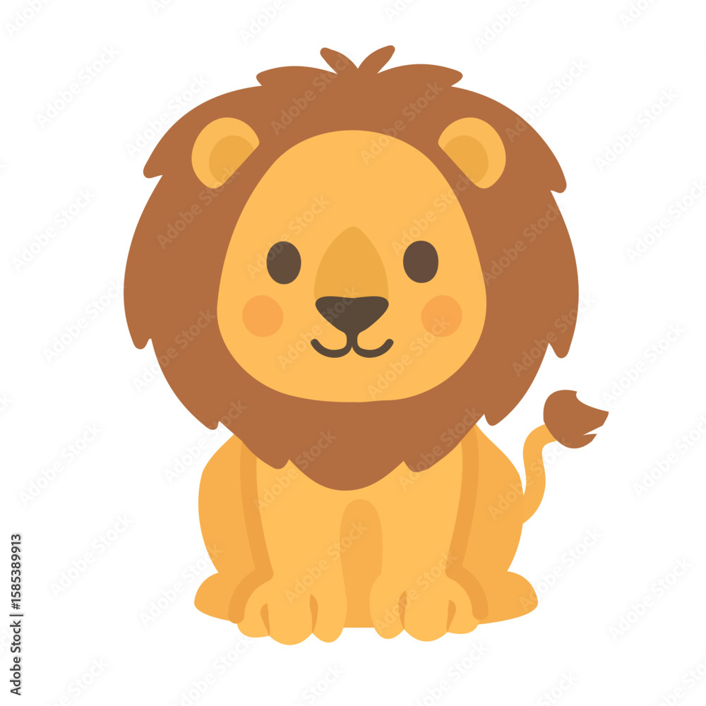 Cartoon Illustration of a Cute Lion Cartoon Illustration of a Cute Lion