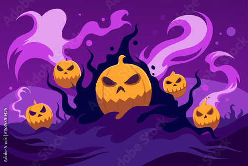 Ghostly Pumpkin Silhouettes Warped into Fluid Fog