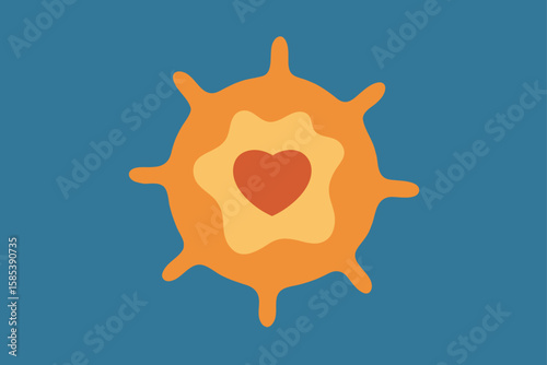 Handmade Clay Sun with a Glowing Heart Shaped Hole