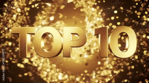 Gold Top 10 List with Sparkling Background