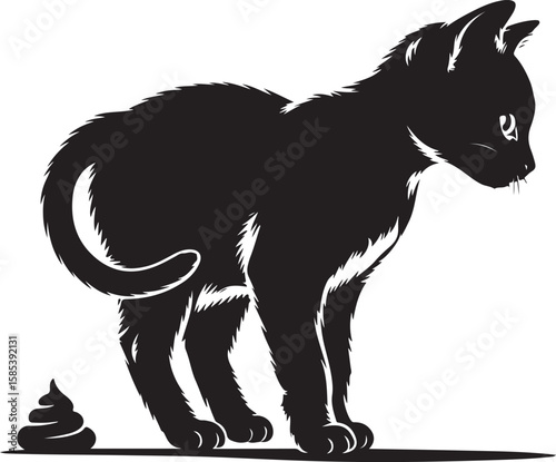 Black Cat Pooping Silhouette Graphic Design