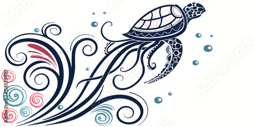 Artistic patterns created by paint mixing into transparent water in purple white background vector illustration.