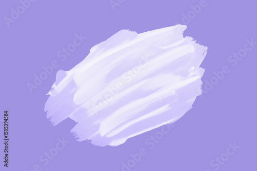 White cream smear on soft purple background. Perfect for skincare ads, clean beauty branding, spa visuals or cosmetic product mockups with fresh and elegant aesthetic