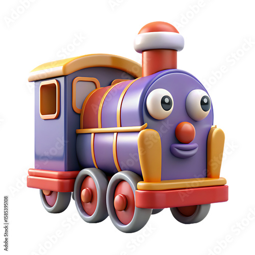  Adorable Purple Toy Train with Orange Details 3D Render
