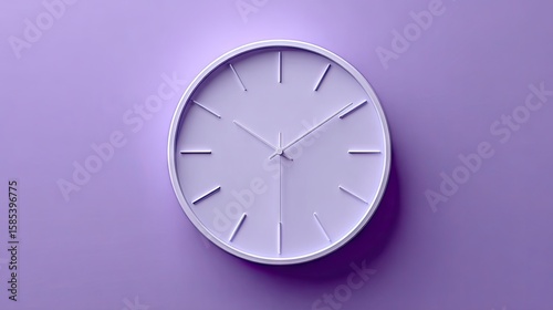 Stylish modern wall clock on lavender background