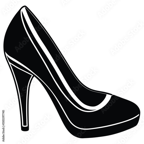Chic Women's High Heel Shoes with Modern Flat Design Vector