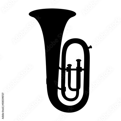 Silhouette of a Tuba, a Large Brass Instrument for Low Pitches
