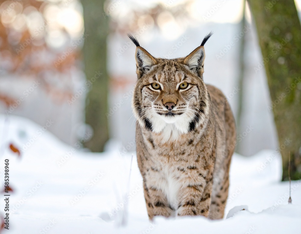 Obraz premium Majestic Lynx in Snowy Winter Forest